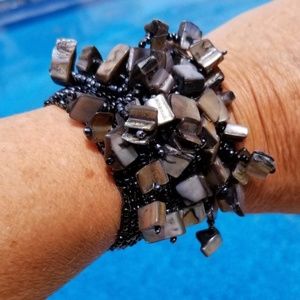 Elasticized beaded BOHO bracelet Belize made